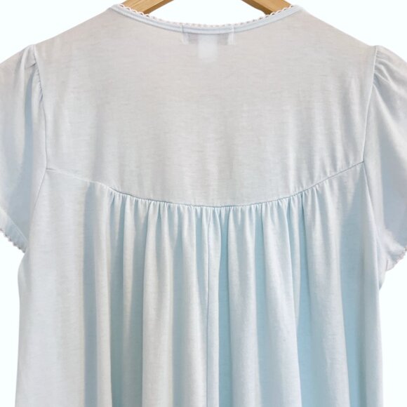 Miss Elaine Short Nightgown Women's Size Small Lightweight Cap Sleeves Blue Aqua - Picture 7 of 10